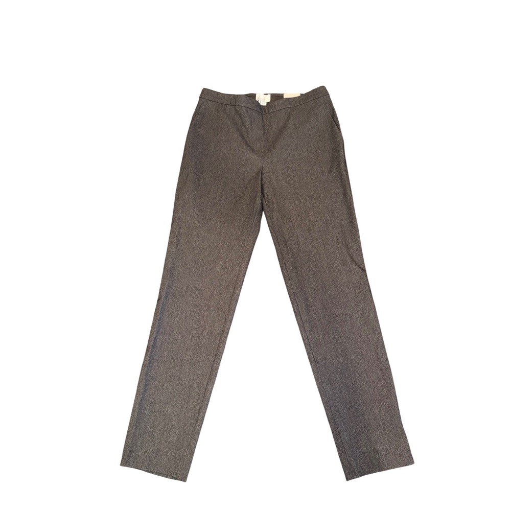 Sharon Young Fit Fabulous Women's Grey Black Pull On Slim Leg Dress Pants Sz 8